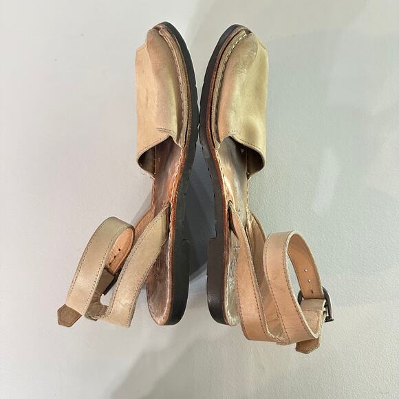 PONS Avarca Menorca Tan Leather Sandals Women’s Size 6 Peep Toe Strap - Picture 5 of 8